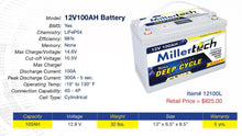 MillerTech Lithium Battery-12 volt 100AH Lithium Battery